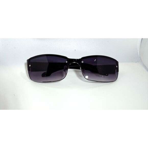 Mens Black Half Frame Rectangular Sunglass Black Gradient Lenes w Case 57-19-127 - Picture 6 of 7